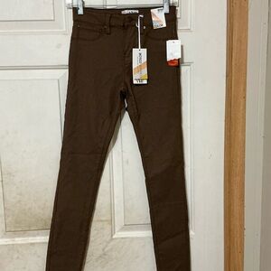 YMI Juniors Jeans Medium Brown Mid Rise Skinny Forever Color Solid Back Pockets